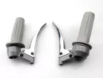 Gasgriff und Kupplung Armatur Set Gummi, Aluminium Grau 1 Satz Zündapp, Kreidler, Hercules, Puch, DKW, KTM Mofa, Moped, Mokick