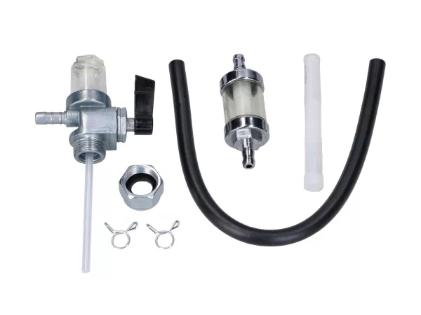 Set - Benzinhahn mit Wassersack, Benzinschlauch und Benzinfilter für Simson S50, S51, MZ ETZ, TS, ES