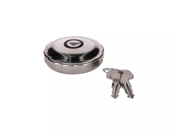 Tankdeckel Chrom-Optik (mit Schloss) 40mm Universal für Zündapp, Hercules, Kreidler, Puch, Simson