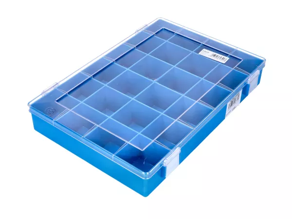 Sortierkasten Hünersdorff, Classic (225x335x55mm) 24 Fächer, blau, Polystyol