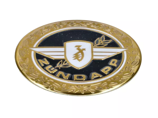 Aufkleber Emblem D=64mm rund gold glänzend aus Aluminium für Zündapp