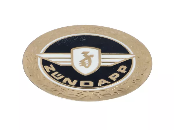 Aufkleber Emblem D=64mm rund silber / gold glänzend aus Aluminium für Zündapp