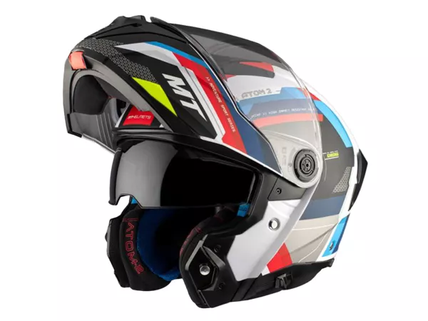 Helm MT Atom 2 SV Klapphelm weiß/blau/rot matt Größe M (57-58cm)