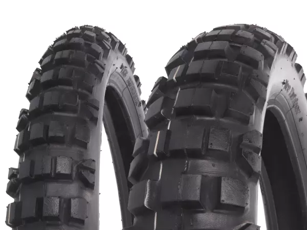 Reifen Set Vee Rubber VRM-122 80/90-21 & 110/80-18 TT Enduro für Derbi Senda R, Aprilia RX, Beta RR