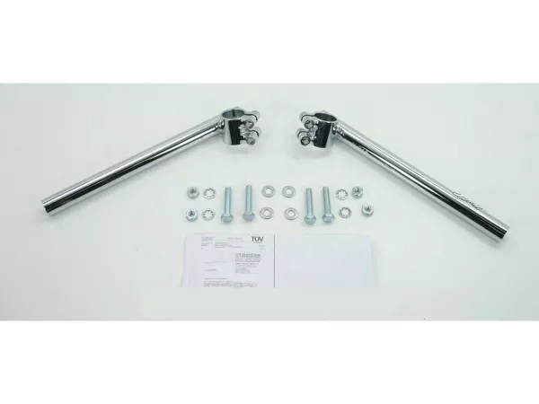 Lenker Satz Klemmung 33mm Lenkstangenbreite ca. 265mm Durchmesser ca. 22mm für Zündapp, Kreidler, Hercules, Puch, KTM, DKW, Mofa, Moped, Mokick, Motorrad, Kleinkraftrad