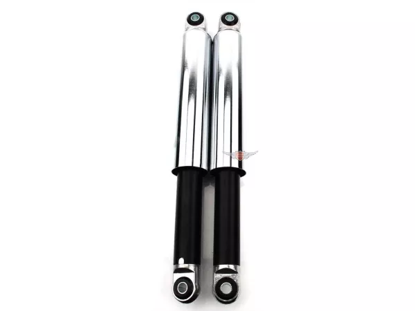 Federbeine Chromhülsen IMCA 2 360mm 10mm Schwarz für Kreidler Florett K54 Eiertank Moped Mokick