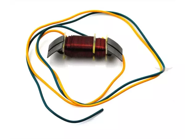 Lichtspule Mofa 6 Volt 15/5 Watt Befestigungsabstand ca. 52mm Anker Breit ca. 74mm Schuhbreite ca. 18mm Gesamt ca. 24mm für Zündapp, Kreidler, Hercules, Miele, DKW, Rixe, Sachs, Ilo