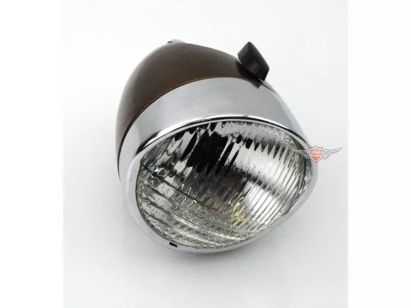 Scheinwerfer Union Quick Lichtaustritt 95mm Maße Tief gesamt ca 140mm Aussendurchmesser ca 103mm 6 Volt 15 Watt für NSU Quickly, Miele, DKW, Rixe, KTM, Gritzner, Bauer