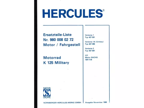 Teile Katalog 215 Seiten für Hercules K 125 BW V1, Hercules K 125 BW V2