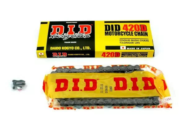 Kette DID 420 112 Glieder Verstärkt für Yamaha DT 50 MX, RD Honda MCX 80 S