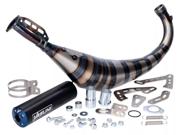 Auspuff Yasuni R3 Carrera MAX PRO blau für Aprilia RX, Derbi Senda, Beta RR, SM, Rieju MRT, MRX, Motorhispania Furia, D50B0, EBE, EBS