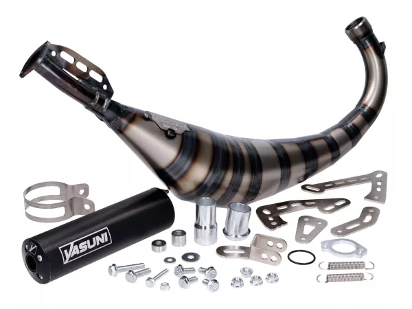 Auspuff Yasuni R3 Carrera MAX PRO schwarz für Aprilia RX, Derbi Senda, Beta RR, SM, Rieju MRT, MRX, Motorhispania Furia, D50B0, EBE, EBS