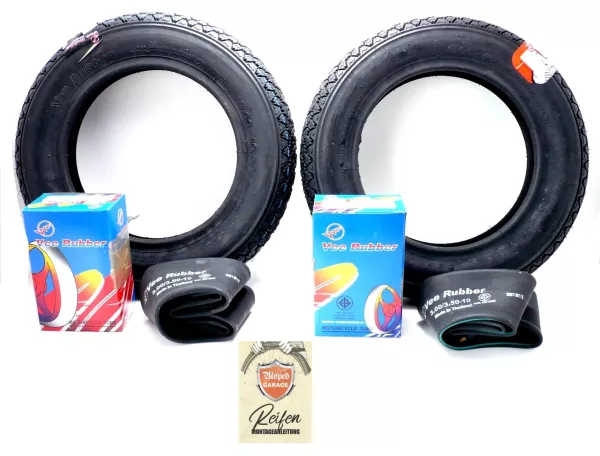 Reifen  3,00  x 10 Zoll Zündapp R 50 Roller Satz + Schläuche Vee Rubber 7tlg.