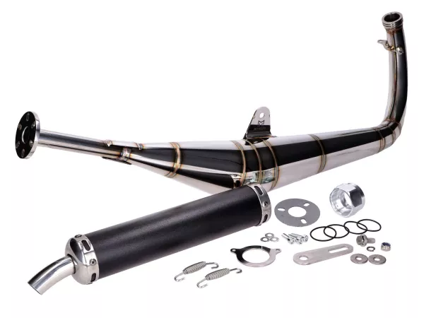 Auspuffanlage Motegra Racing für 60-110ccm goldene Nähte inkl. Endschalldämpfer für Simson S50, S51, S70