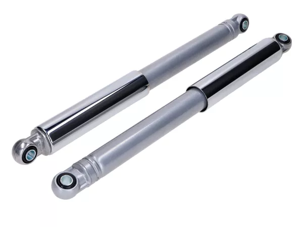 Stoßdämpfer Satz IMCA 370mm geschlossen chrom/grau für Kreidler Florett Eiertank K54