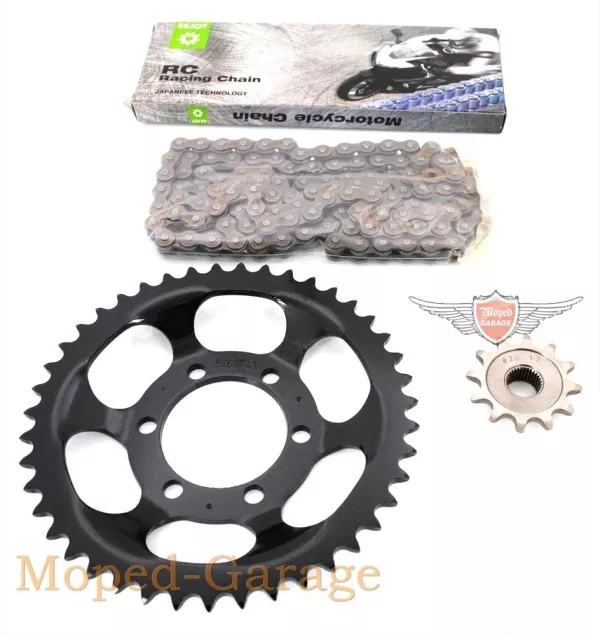 Kettensatz Esjot 112 Glieder Ritzel Z12, Kettenrad Z43 für Zündapp CS 50, CS 50