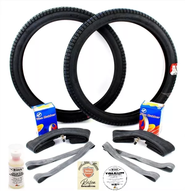 Reifen Satz Vee Rubber(9-teilig) 2-1/4-19 für Zündapp Bergsteiger M 50, M25 Combinette, Kreidler, Simson, Hercules