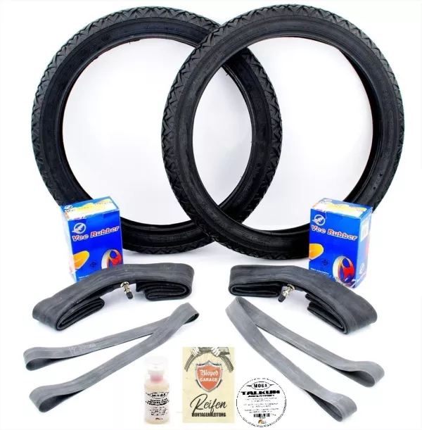 2 1/2 x 16 Reifen mit Schlauch für Garelli Neckermann Sport 25 Mofa  Satz 9 teilig