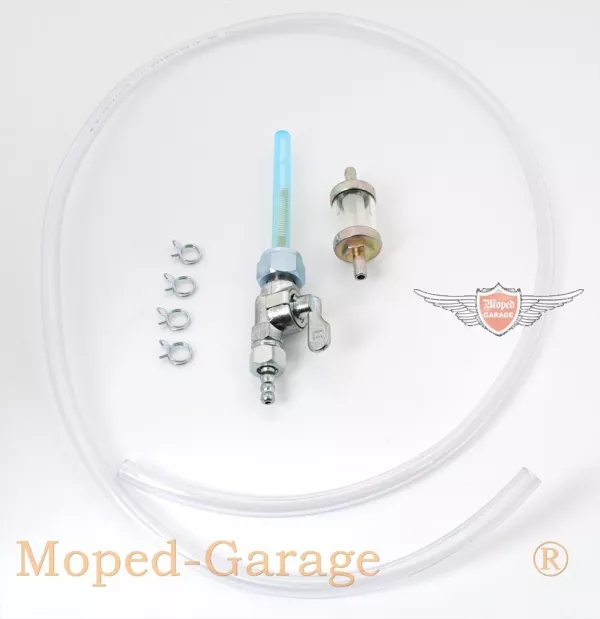 Benzinhahn Set Schlauch Filter Schellen für Kreidler Florett  Puch Monza, MV, VS, MS, Cobra, DS, KTM Ponny,