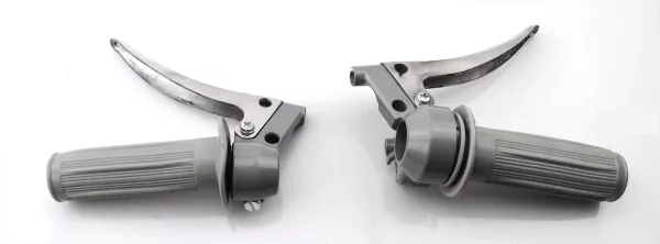 Gasgriff und Kupplung Armatur Set Gummi, Aluminium Grau 1 Satz Zündapp, Kreidler, Hercules, Puch, DKW, KTM Mofa, Moped, Mokick