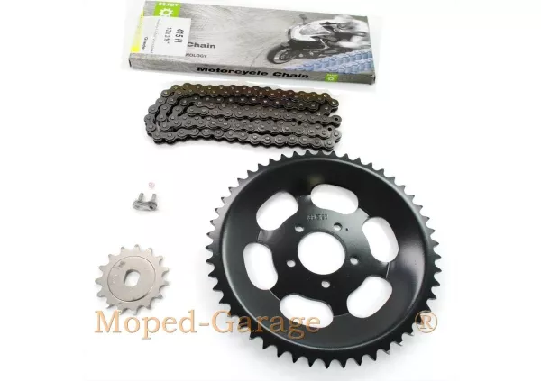 Esjot Kettensatz  Hercules Prima GT GX Kette Satz 50 Kettenrad 15 Ritzel Sachs Motor