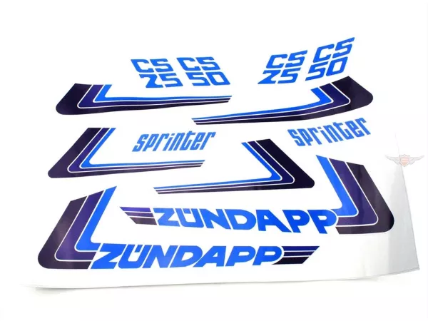 Aufkleber Satz Tank Seitendeckel blau für Zündapp Sprinter, CS25, CS50