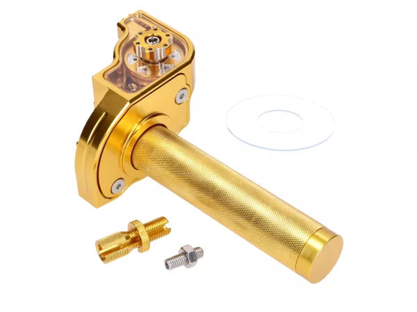 Kurzhubgasgriff gelb CNC für 22mm Lenker für Mofa, Moped