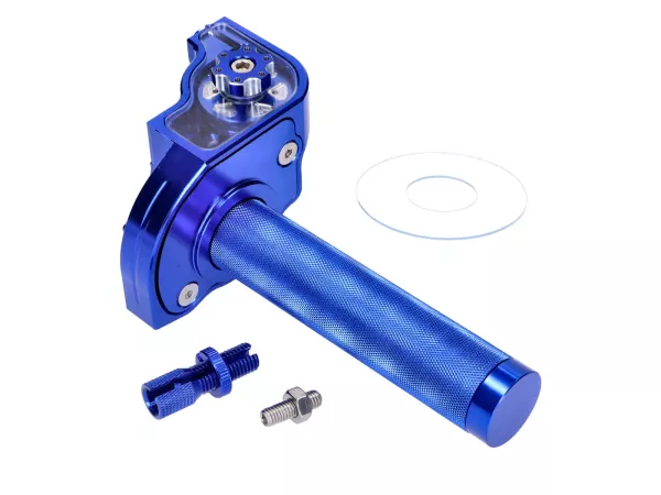 Kurzhubgasgriff blau CNC für 22mm Lenker für Mofa, Moped