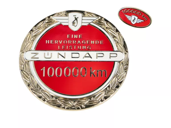 Aufkleber Zündapp Logo 100.000 km Jubiläum inkl. Pin