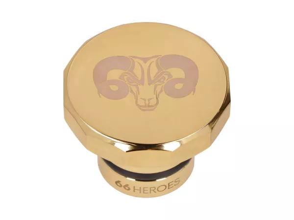 Tankdeckel 66Heroes eckig gold für Puch Maxi