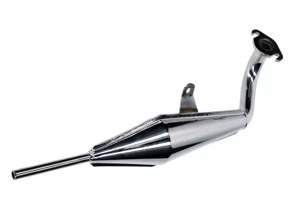 Auspuff 25mm 390mm 65mm Chrom für Peugeot 103, 104, 105, SP, MVL
