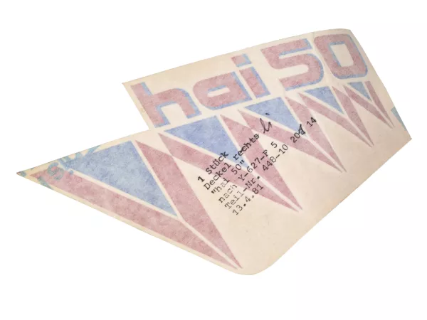 Aufkleber Seitendeckel links blau rot NOS für Zündapp Hai 50 Moped