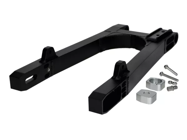 Kastenschwinge Schmitt Aluminium CNC mit Kettenschleifer matt schwarz für Simson S50, S51, S70, S53, S83 Enduro