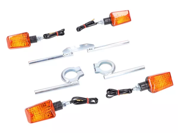 Blinker Set 12V 20W mit Blinkerträger verzinkt für Simson S50, S51, S70