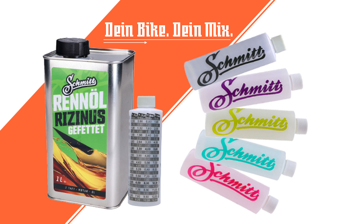 Schmitt Rennöl und Flaschen