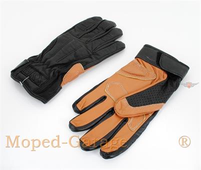 Mofa Moped Leder Handschuhe Pro Tour Schwarz/Braun 