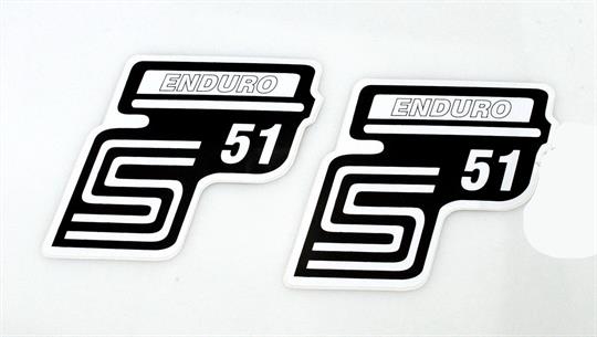 Simson S 51 Enduro Seitendeckel Aufkleber Satz Weiß 