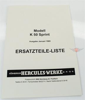 Hercules K 50 Sprint Ausgabe 1969 Ersatzteil Liste Teile Katalog Fahrwerk Rahmen 