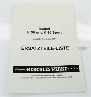 Hercules K 50 + K 50 Sport Ausgabe 1967 Ersatzteil Liste Teile Katalog Fahrwerk 