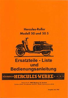 Hercules Roller 50 50 S Ersatzteil Liste Teile Katalog Bedienung Anleitung 