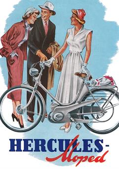 Hercules Moped Werbe Plakat Typ 213 mit Zündapp Motor 50er Jahre 