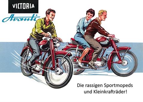 Victoria Avanti Sport Moped SM 51 52 Werbe Plakat 50er Jahre 
