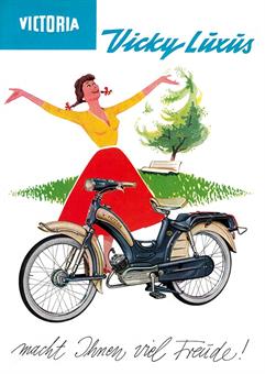 Victoria Vicky L Luxus macht Ihnen viel Freude Moped Werbe Plakat  50er 60er Jahre 