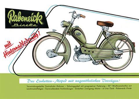 Rabeneick Binetta mit Sachs Motor Werbe Plakat 50er Jahre 