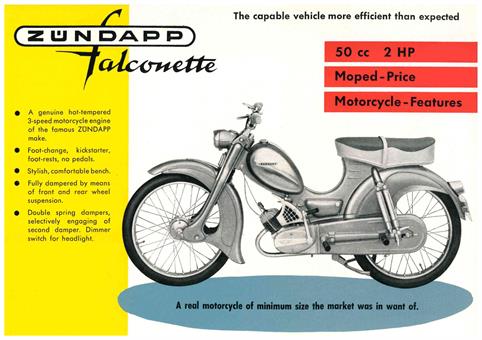 Zündapp "falconette" original Flyer/Prospekt A5 in Englisch 