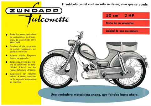 Zündapp "falconette" original Flyer/Prospekt A5 in Spanisch 