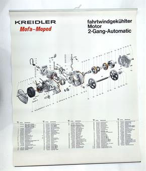 Kreidler MF 2 MP Flory original Automatik Motor Werkstatt Werbe Plakat Händler NOS NEU 