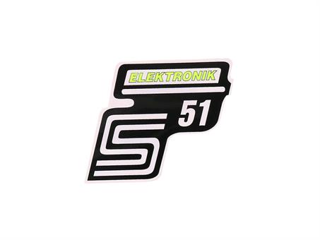 Schriftzug S51 Elektronik Folie / Aufkleber neongelb für Simson S51 